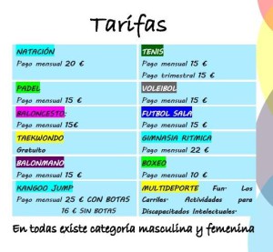 ESCUELAS DEPORTIVAS MACAEL TARIFAS