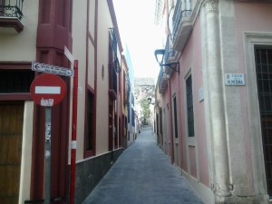 La Alcazaba al fondo desde la Almedina.