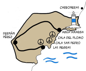 Mapa ruta hippies Cabo de Gata Almería