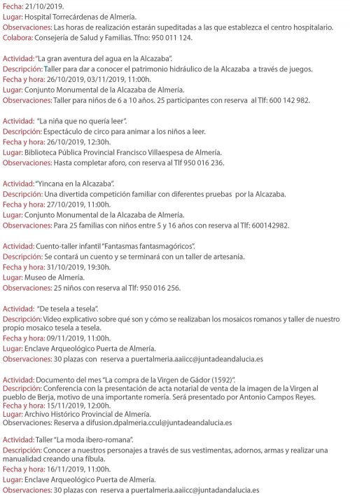 Jornadas Europeas de Patrimonio 2019 Almería