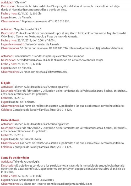 Jornadas Europeas de Patrimonio 2019 Almería