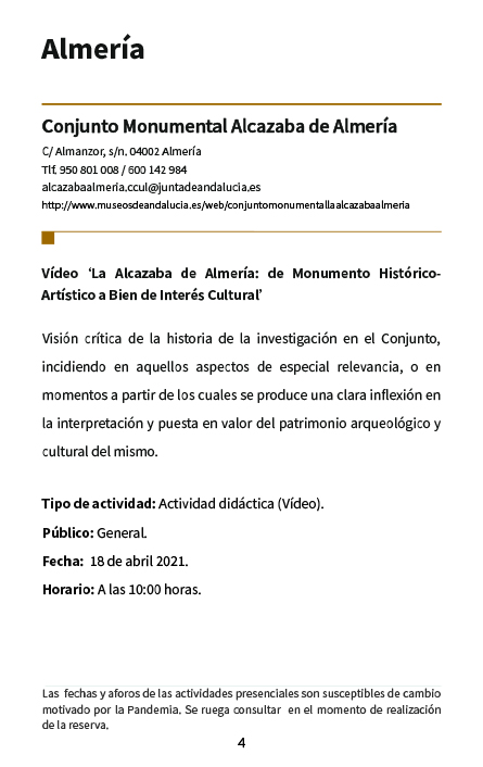 Día Internacional de los Monumentos y Sitios Almería