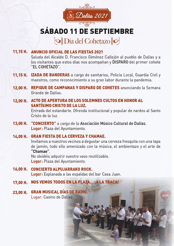 Fiestas patronales Dalías en honor al Cristo de la Luz 2021