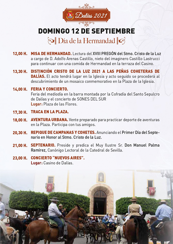 Fiestas patronales Dalías en honor al Cristo de la Luz 2021