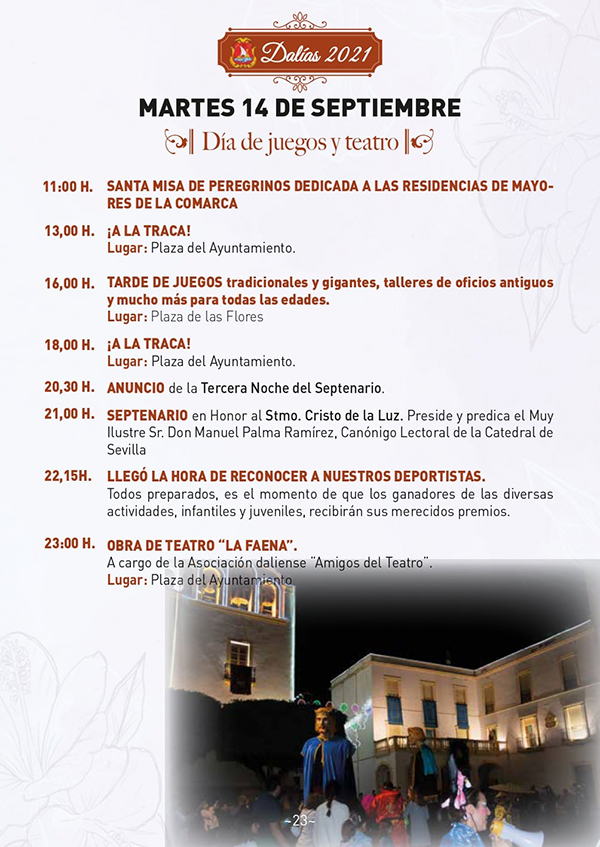 Fiestas patronales Dalías en honor al Cristo de la Luz 2021