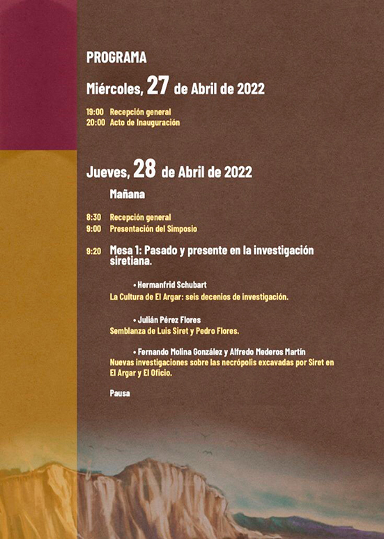 Simposio Internacional en El Argar 2022 programa
