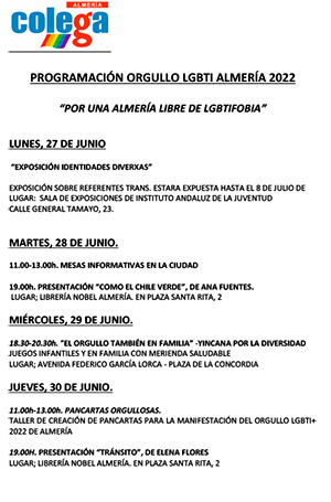 Programa SEMANA ORGULLO LGTBI+ en Almería
