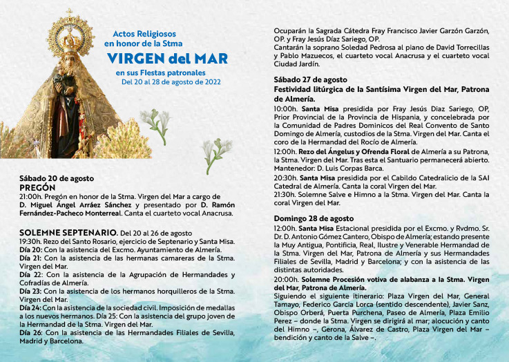 Programa de Feria de Almería 2022 actos religiosos