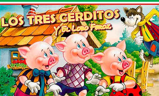 Los tres cerditos  y el lobo feroz