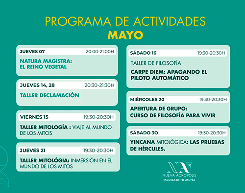 NUEVA ACRÓPOLIS – Agenda Mayo 2026