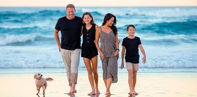 familia en una playa