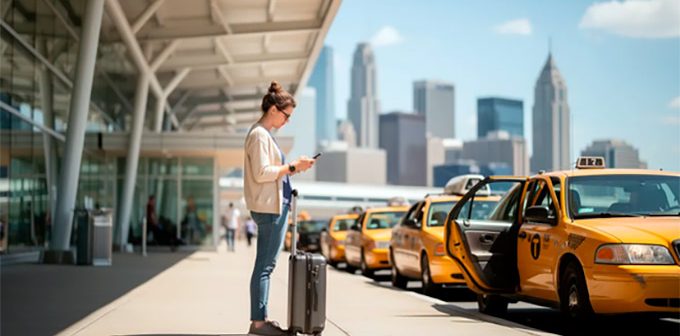 turista en aeropuerto